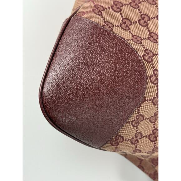 Gucci Horsebit Burgundy Canvas Drawstring Shoulder Bag Canvas - Picture 9 of 16